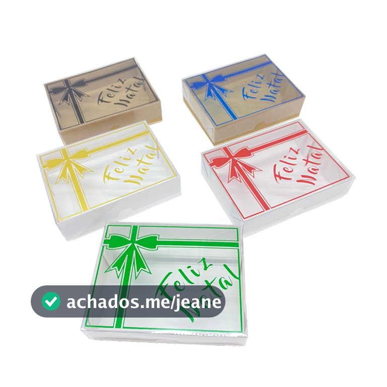 Caixa de Natal para Presente Feliz Natal 15x11x4 cm Caixa Visor Acetato, Caixa Kraft Embala Cristal