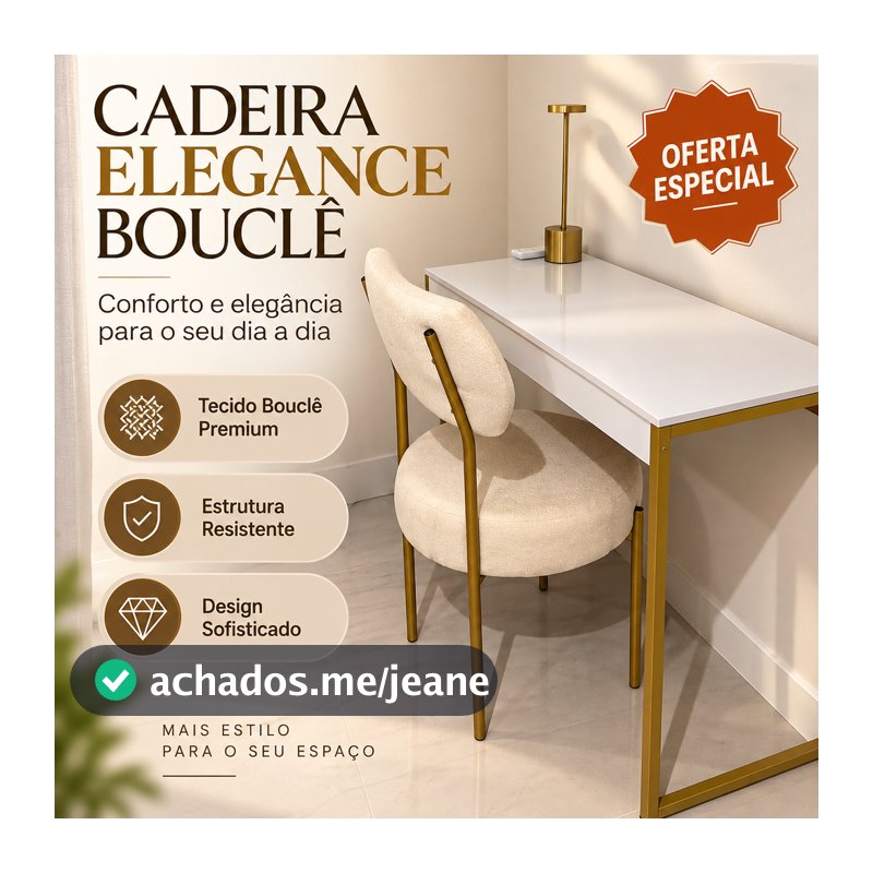 CADEIRA ELEGANCE GOURMET PARA SALA DE JANTAR  ESTRUTURA DE FERRO BOUCLÊ
