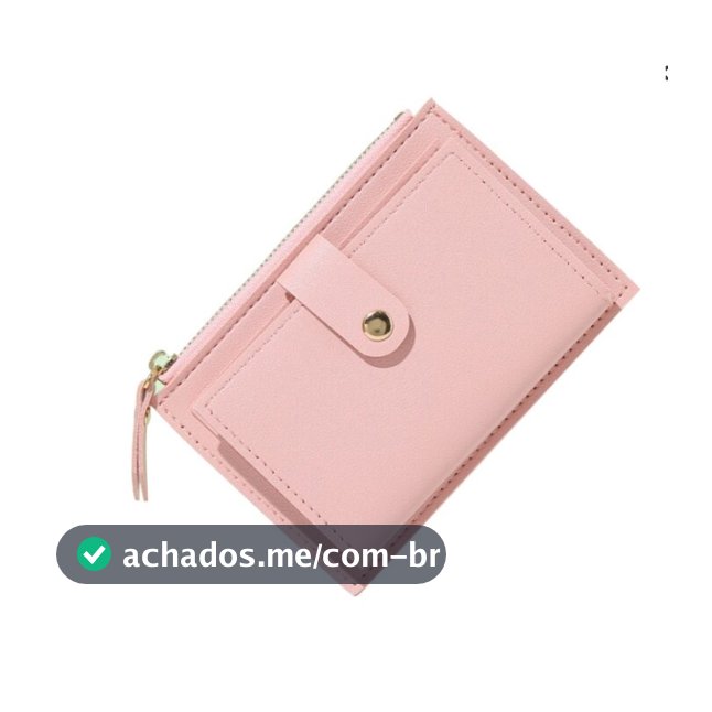 Carteira Feminina De Couro Mini Cor Simples Com Múltiplos Espaços PU