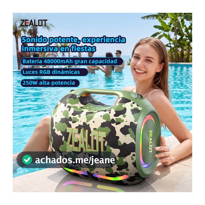 ZEALOT ZE21 Alto-Falante Bluetooth 250W 48000mAh Portátil Sem Fio RGB Luz TWS Para Festa Ao Ar Livre Acampamento Praia