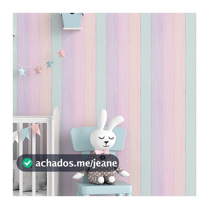 Papel de Parede Para Quarto Infantil Menina Listrado Madeira Ripado Colorida Autocolante Lavável