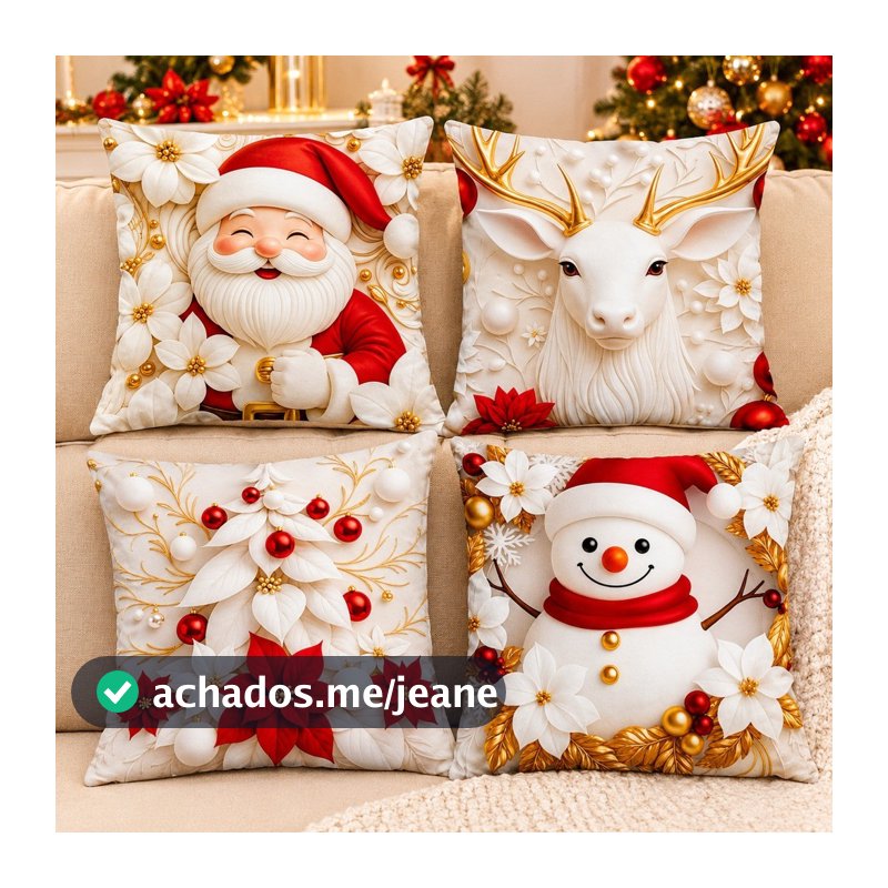 kit Feliz Natal 4 peças capa de almofadas para decoração Natalina PROMOÇÃO