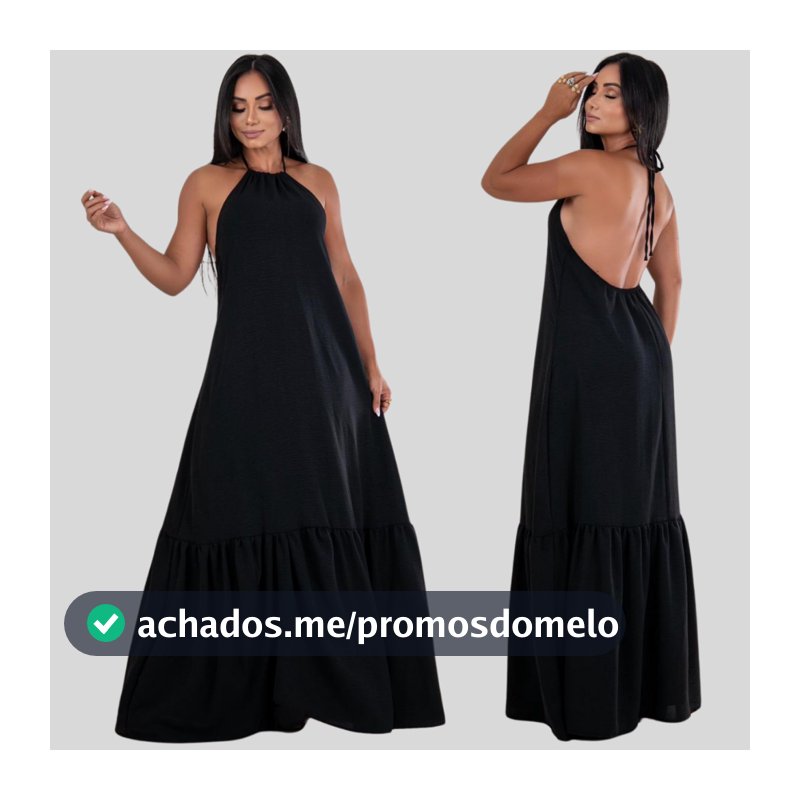 Vestido Alça Decotado Longo Luxo Feminino Com Babado Não Tem Bojo Tecido Duna