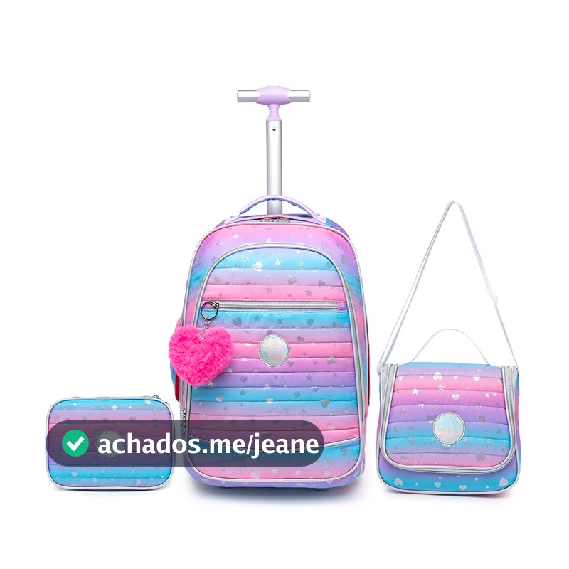 Kit Mochila Rodinhas Infantil Lancheira Estojo Viagem Yupe
