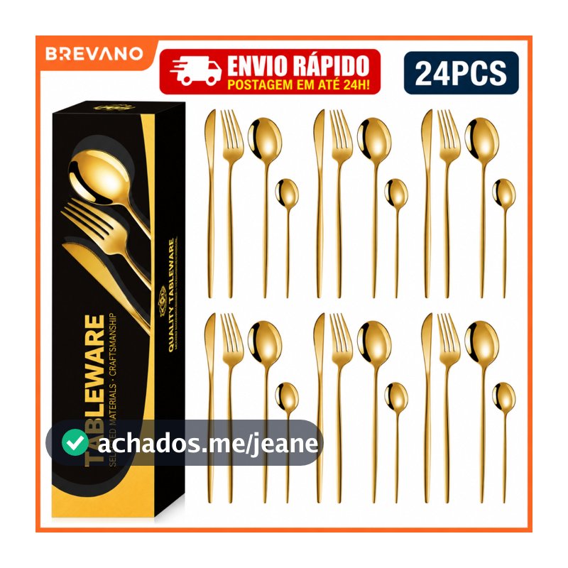 24 Kit Jogo De Talheres Inoxidável 416 Suprimentos De Cozinha Talheres de Dourados Talheres