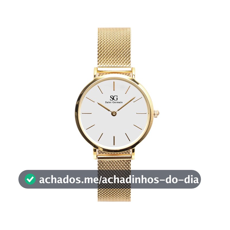 Relógio Feminino Dourado Saint Germain Chelsea Gold 32mm Fundo Branco