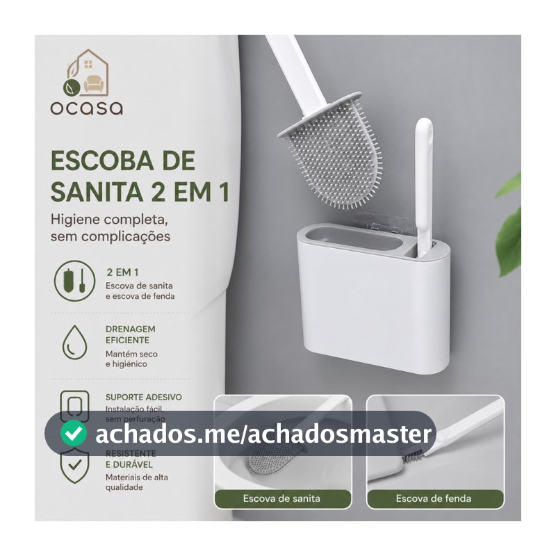 2 em 1 Escova de Silicone para Vaso Sanitário - Base de Banheiro Privada, Alta Eficiênci