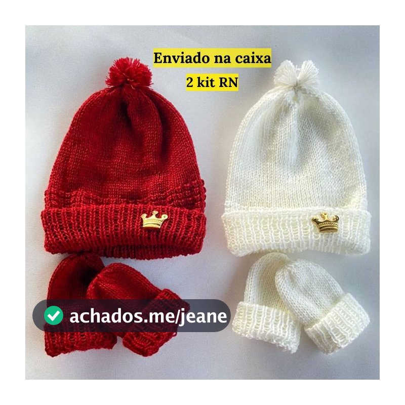 kit Touca e Luva Bebe Recém Nascido  Saída De Maternidade Menino Menina Trico Feminina Masculina