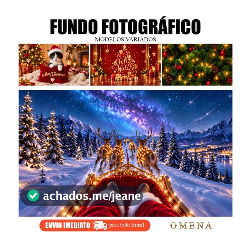 Painel de Festa Decoração de Natal 1,80 x 3mt Efeito 3D Realista Cenário Fotográfico Tecido Premium