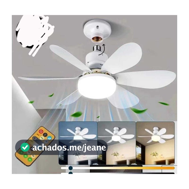 Ventilador de teto Com Luz Maior Raio 40W 60W 80w 52cm Controle Remoto Bivolt LED