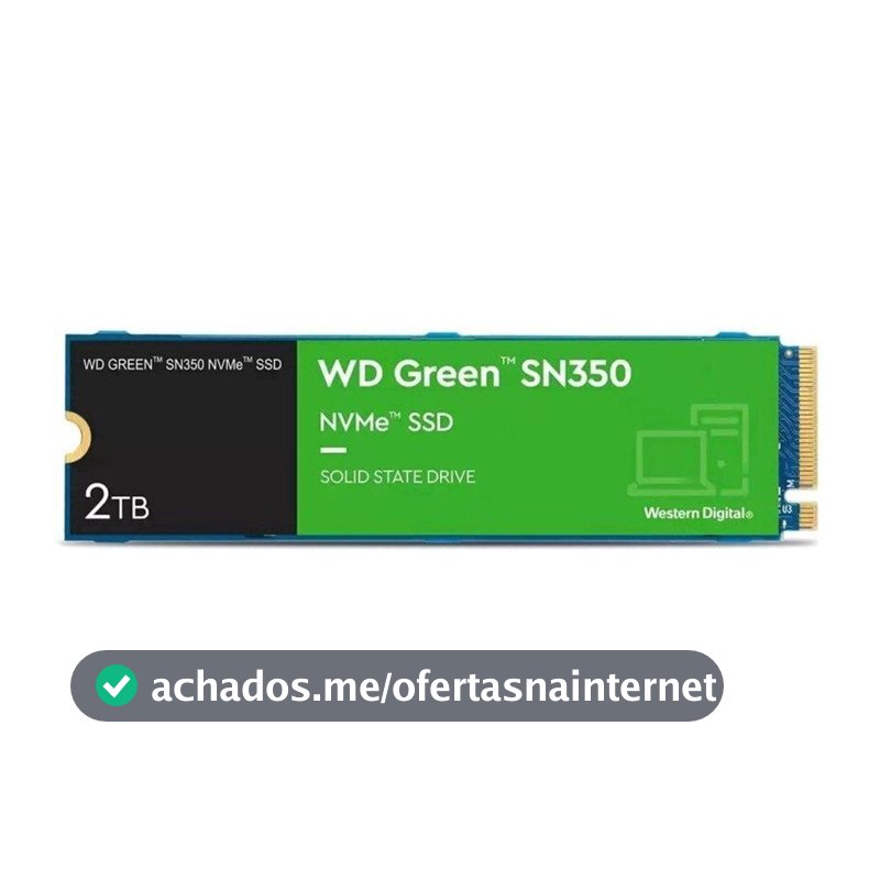 SSD M.2 NVMe 2TB Western Digital WD Green SN350 Velocidade de Leitura/Gravação até 3200/3000MB/s Gen3x4 WDS200T3G0C