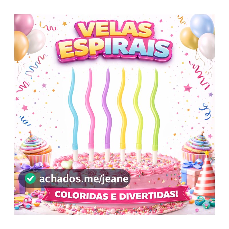 Vela Aniversário Candy Color Espiral Colorida Decoração Festa