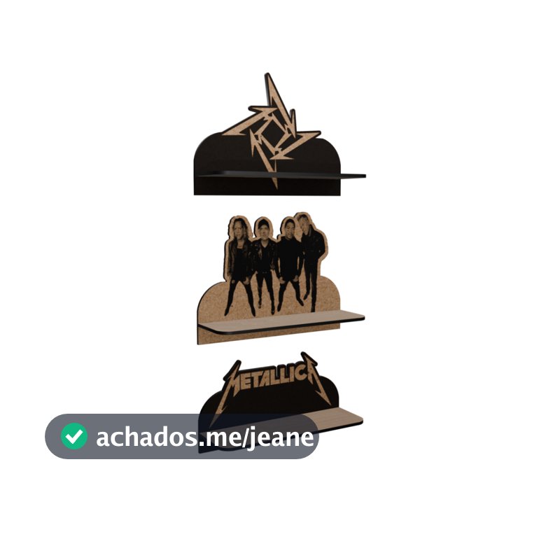 Kit Prateleiras Metallica Rock Metal Music 32x20cm Suporte Organizador para quarto sala