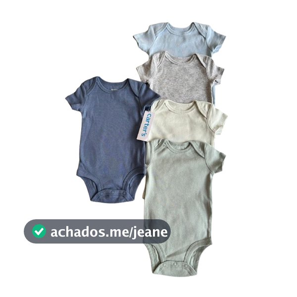 KIT BODY CARTERS MANGA CURTA 5PÇS MENINO LISO BÁSICO