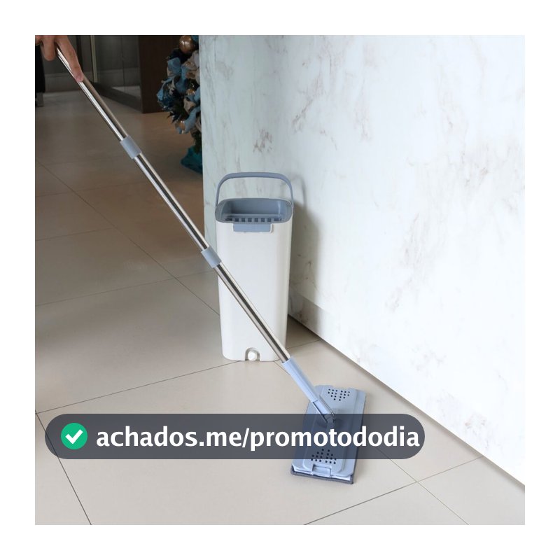 Rodo Flat Mop e Balde Lava e Seca Profissional com 2 Refis Limpeza Prática