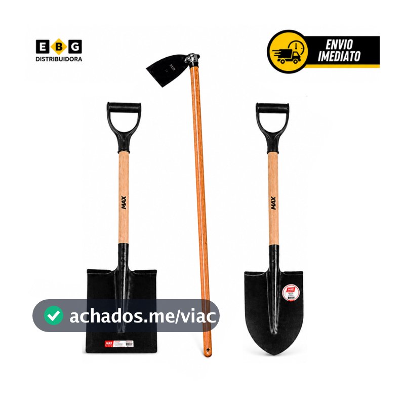 Kit Ferramentas Construção Pá Bico + Pá Quadrada + Enxada Profissional