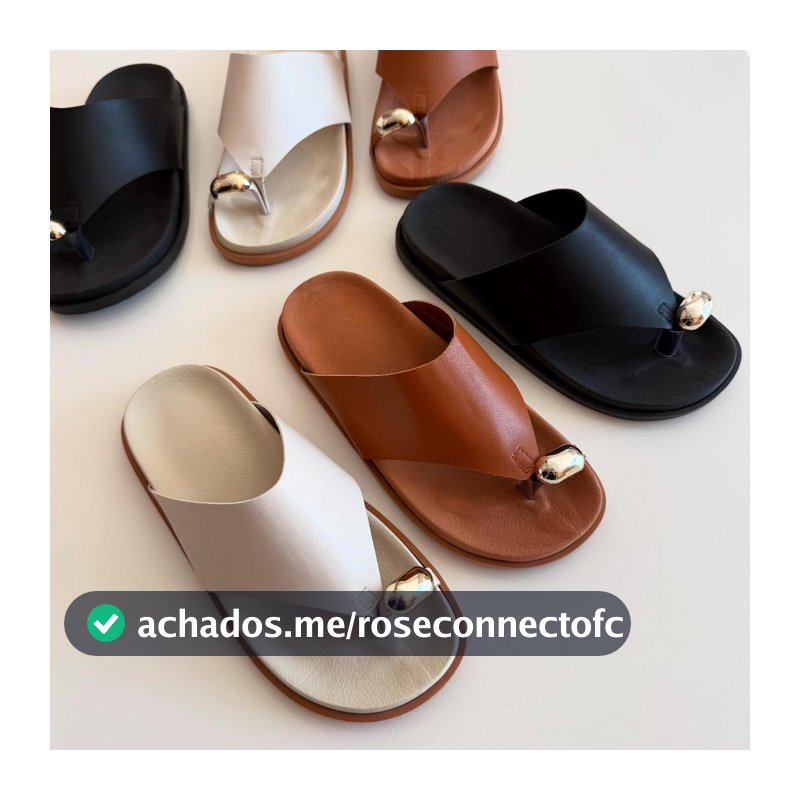 Sandalia Rasteirinha Feminina Flat Papete Leve e Confortavel Birken Detalhe Metalizado Dourado ABS