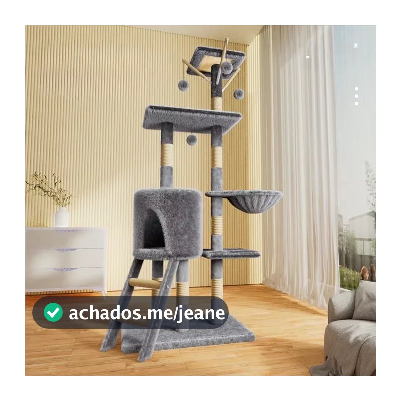 Arranhador para gatos - 4 bases + cama para gatos - torre gigante de 48x138 cm com plataforma e brinquedos, 4 andares