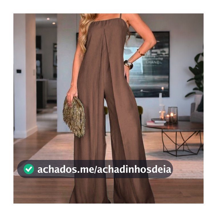 Macacão Feminino com fenda, longo e solto, super elegante
