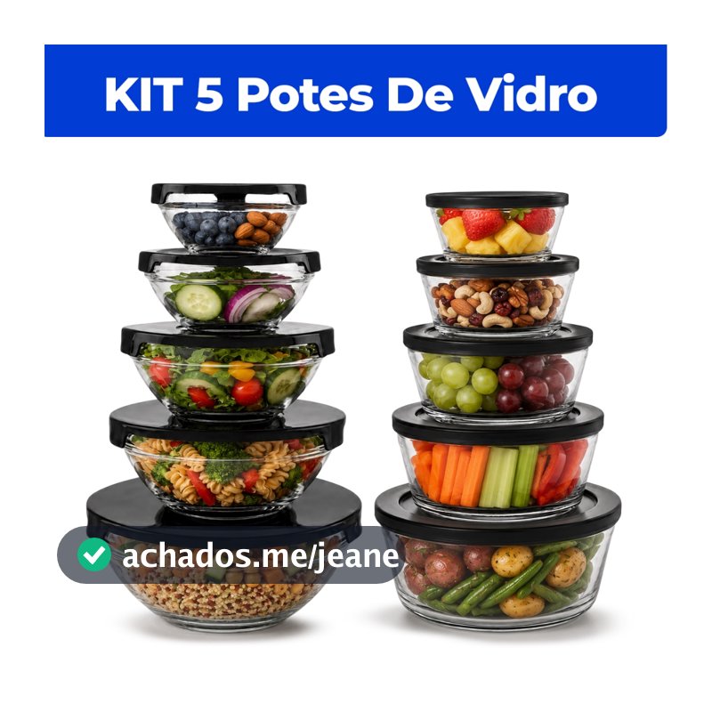 Kit Conjunto De Potes 3 ou 5 Peças Vidro Resistente Organizadores De Cozinha Multiuso