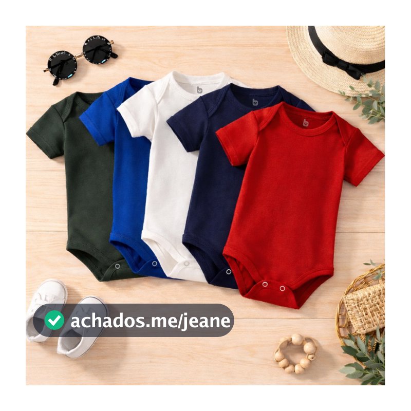Kit 5 Body de Bebê Menino Enxoval 100% Algodão.
