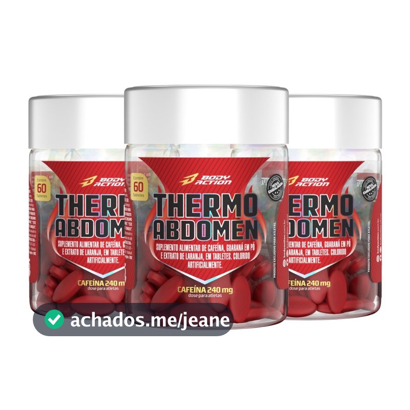 Kit 3x Thermo Abdomen Termogênico Cafeína Guaraná 180 Comp Bodyaction