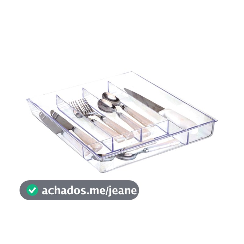 Organizador Porta Talher Para Gaveta Cozinha Com 5 Divisórias Acrílico Facas Garfos Talheres