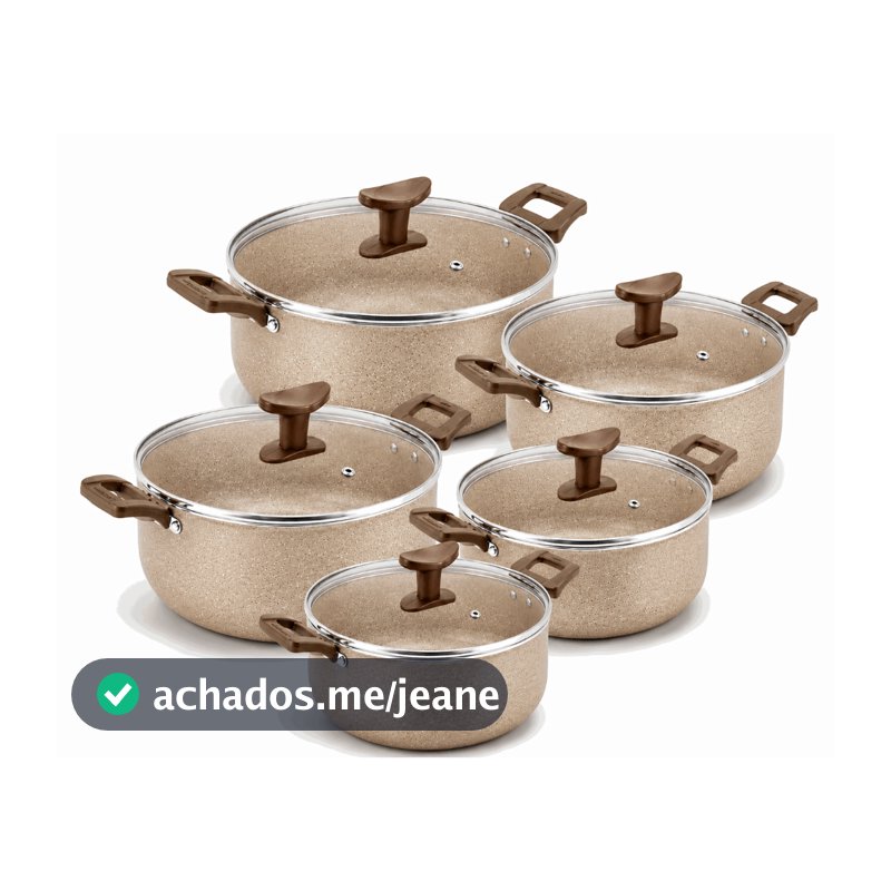 Jogo de Caçarolas 5 Peças Antiaderente Vanilla Alumínio Cozinha Completa! + Brinde talher