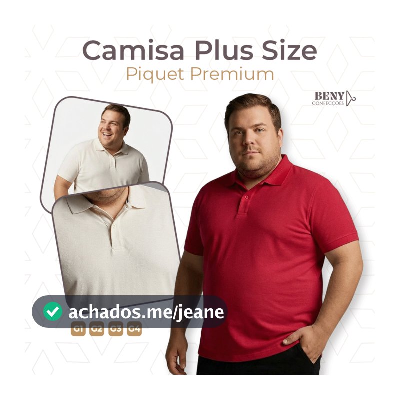 Polo Masculina Plus Size Piquet Premium