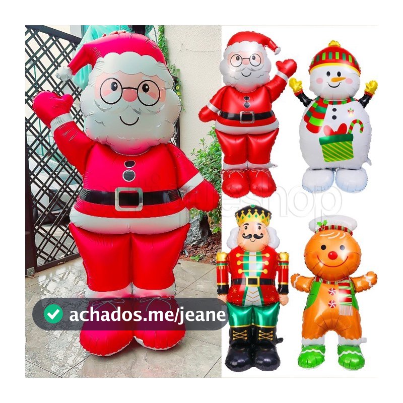 [Destaque] Balões De Alumínio Para Decoração De Natal-Balão Inflável De Filme De Boneco De Neve De Papai Noel-Com Padrão