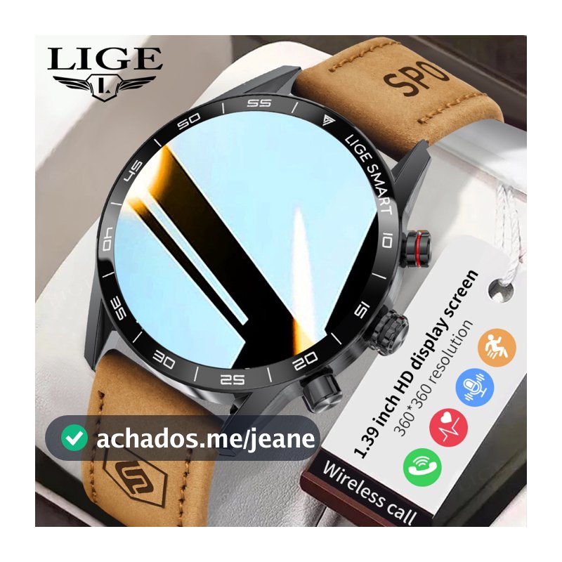 LIGE Novo Relógio Inteligente Masculino 1.39 À Prova Dwaterproof Água Display Bluetooth Chamada De Voz Ao Ar Livre 100 +
