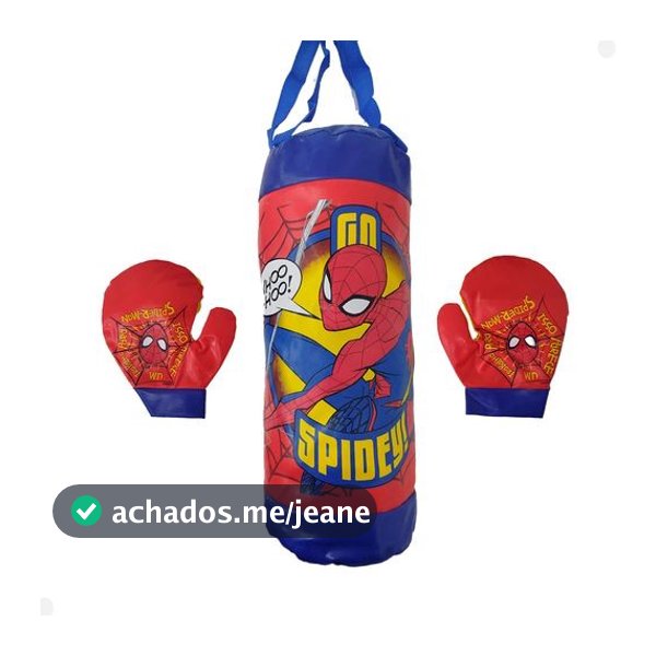 Saco Pancadas Boxe Homem Aranha Infantil 3 Peças com Luvas