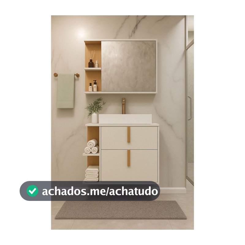 Kit Armário Organizador Gabinete P/ Banheiro Com Espelheira E Cuba Star  Portas Dalla Outlet Plus