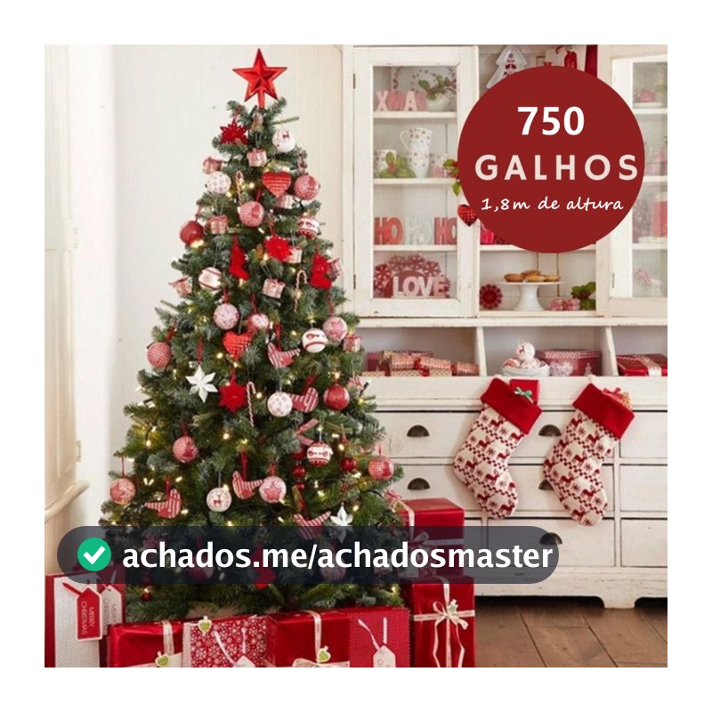 Tradicional Árvore Natal 180 cm 750 galhos verde ou nevada com Galhos para Festa de Natal Papai Noel