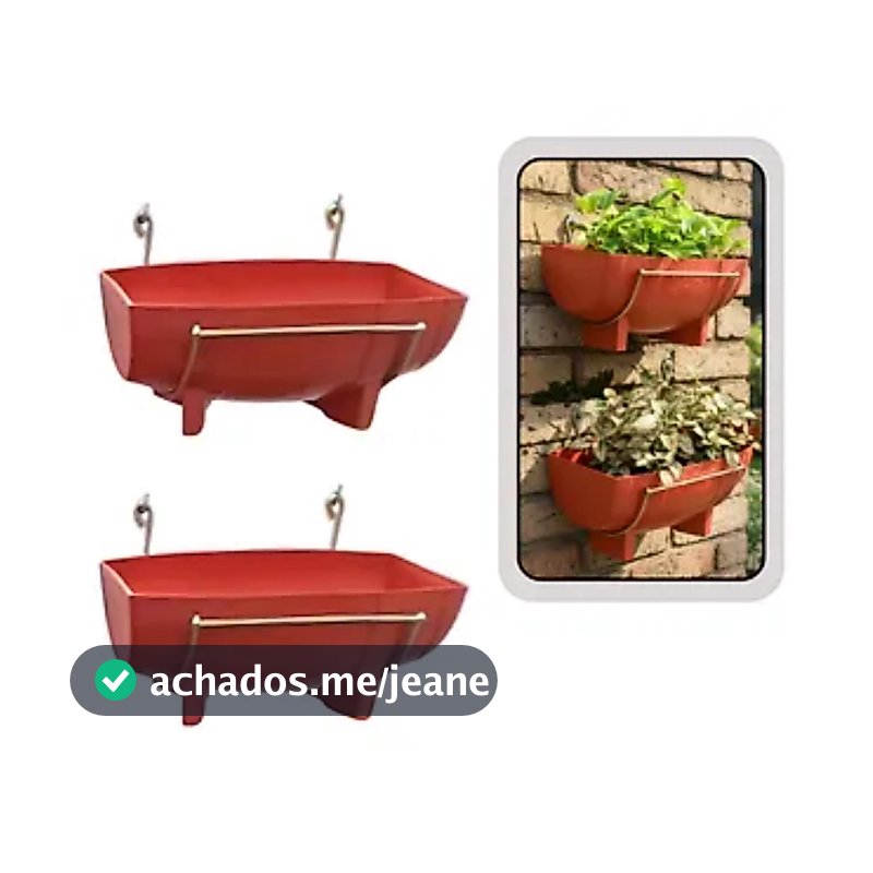 Kit com 2 Floreira Barril + Suportes Parede. Vaso Jardineira Plástico Ideal Hortas ou Jard. Vertical 2F33_2SF