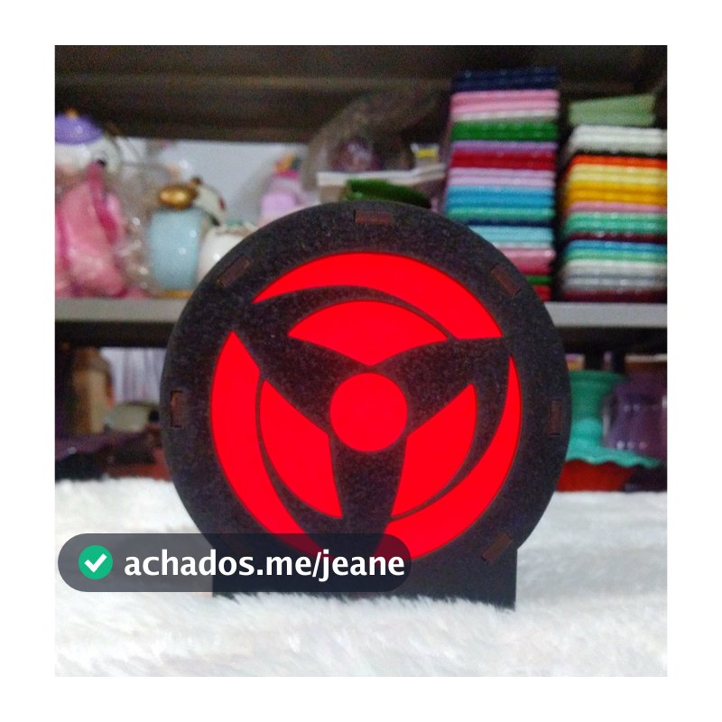 Luminária Mangekyou Sharingan Geek De Mesa Redondo 12cm X 12cm Naruto