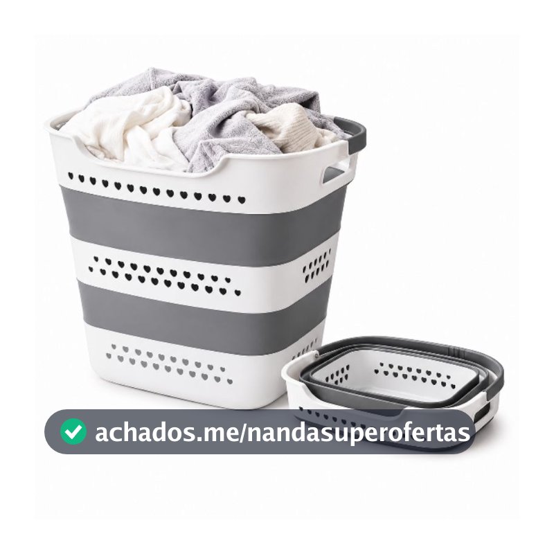 Cesto de Roupa Suja Dobrável Retrátil Grande 40L – Organizador para Lavanderia, Banheiro e Casa
