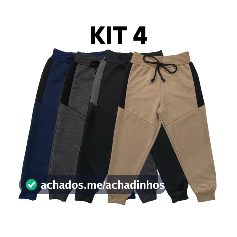 Kit 4 Calça de Moletom Moletinho Menino Infantil com Cadarço Quentinha Confortável Estilosa