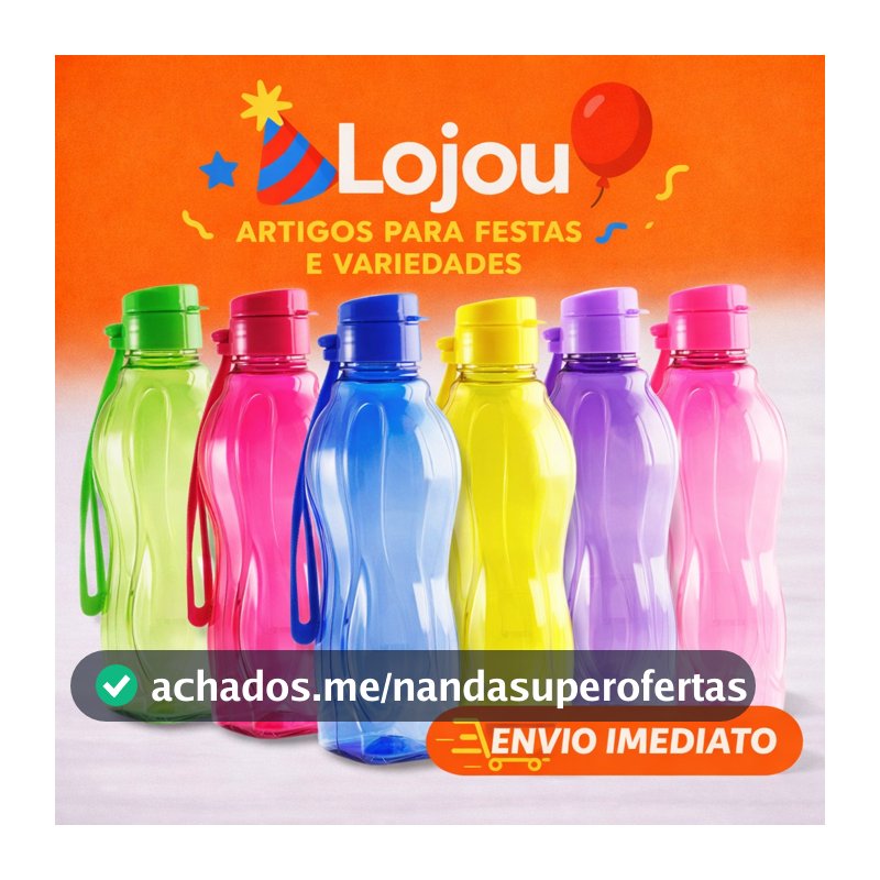 Kit 5 Garrafas Squeeze 600 ml para água, academia, esportes.