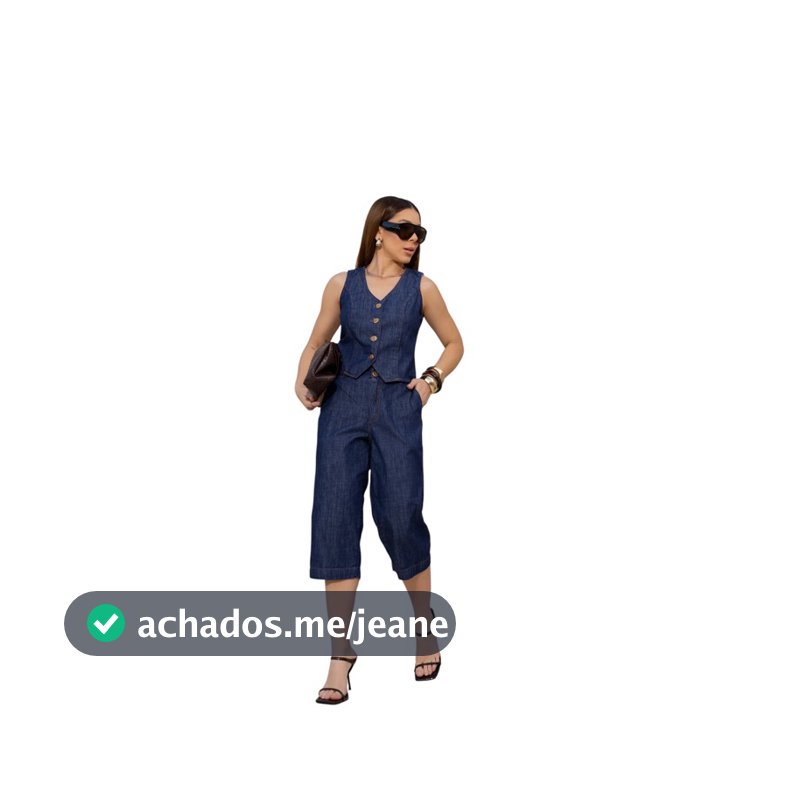 CONJUNTO  JEANS DE COLETE  CALCA PANTACUR FEMENINO  CONFORTAVEL ELEGANTE SOCIAL CHIQUE  DISPOJADO