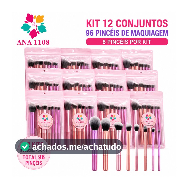 ANA1108 12KIT De Pincéis De Maquiagem Profissional De 8 Unidades De Contém Pincel De Pó