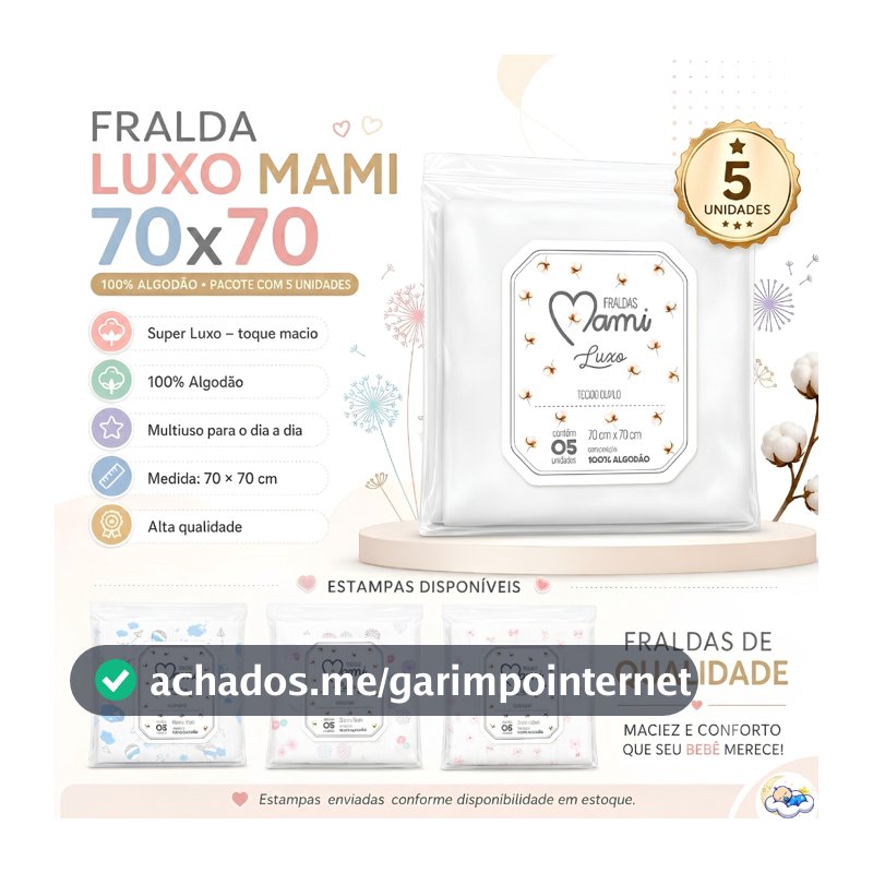 Fralda Luxo Mami Branca 70Cm X 70Cm Contem 05 Un