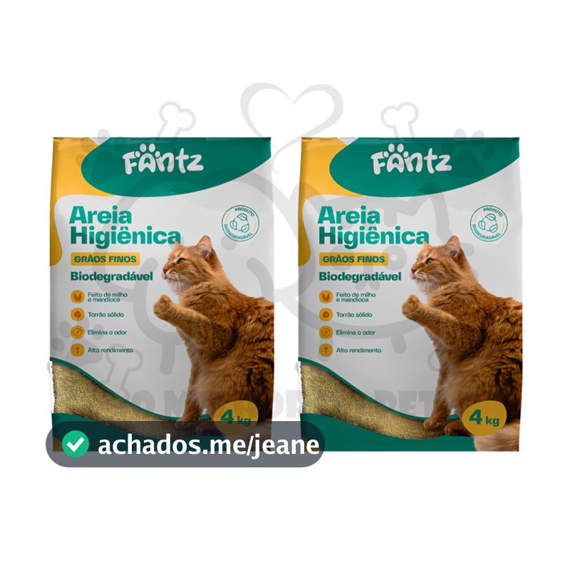 Kit Areia Biodegradável para Gatos Fantz Grãos Finos 4 KG Lançamento
