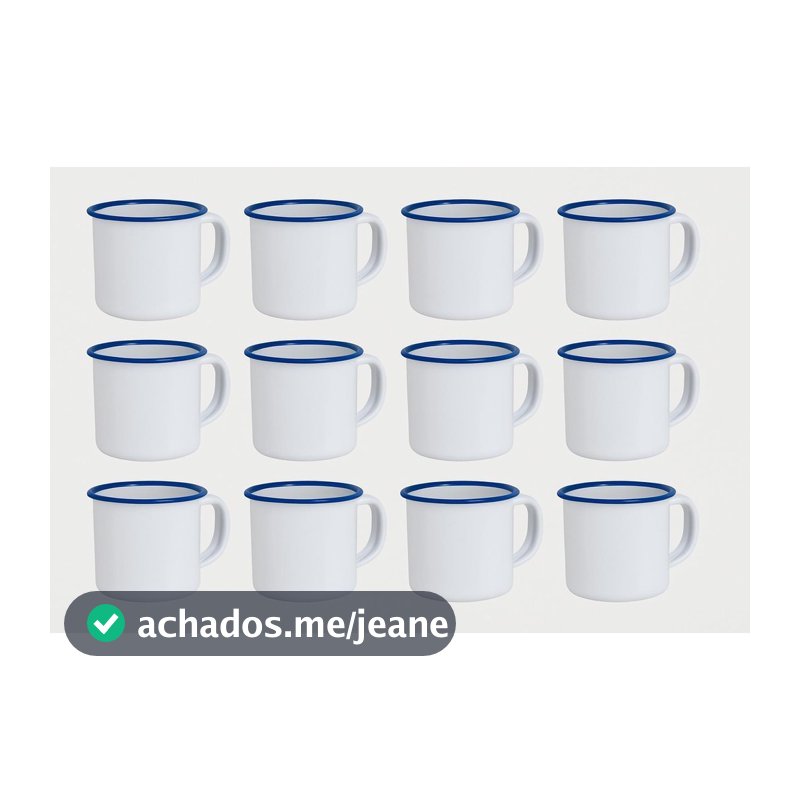 Kit 12 Canecas 150ml BRANCA Esmaltadas De Café Retro Xicaras De Chá Retro
