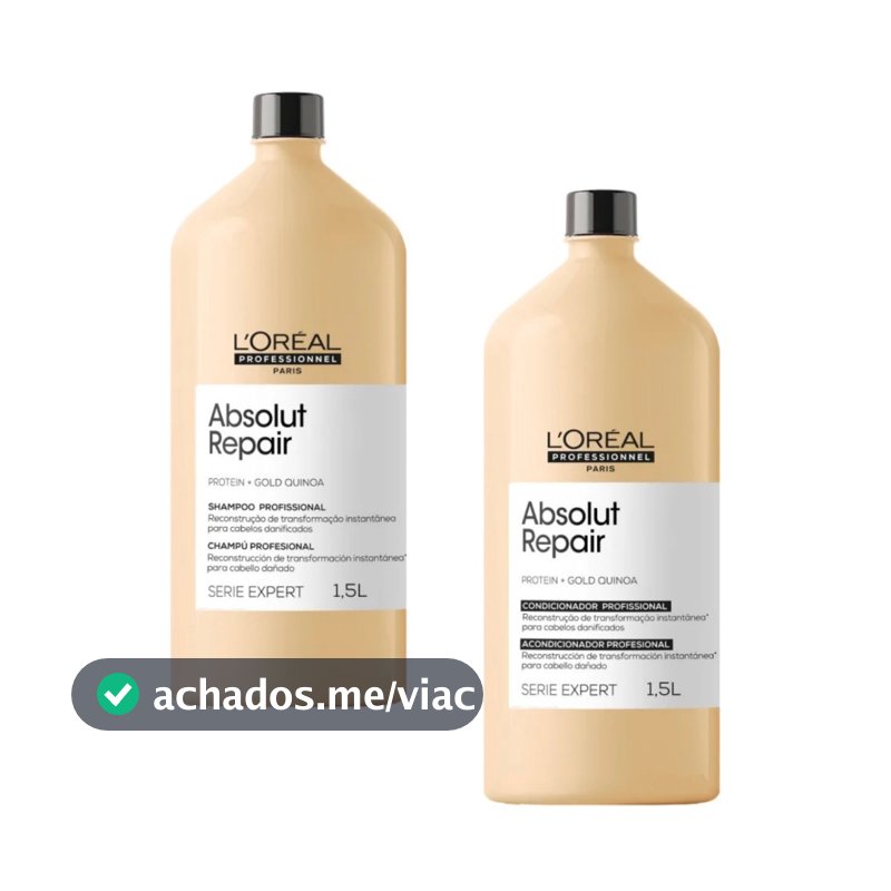 Shampoo e Condicionador Absolut Gold Quinoa L'oreal 1,5L Envio Imediato