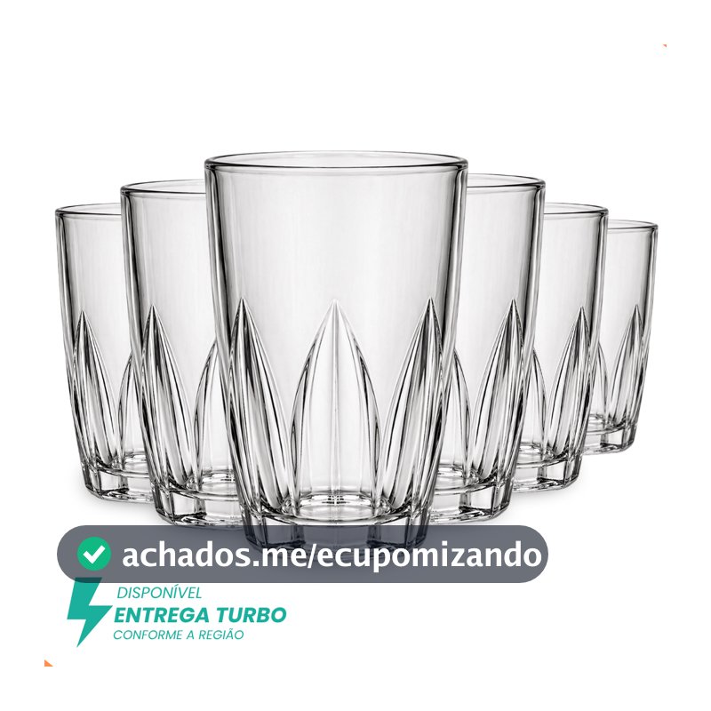 Jogo De 6 ou 12 Copos 240ml Em Vidro - Ideal Para Água, Suco, Drinks e Bebidas