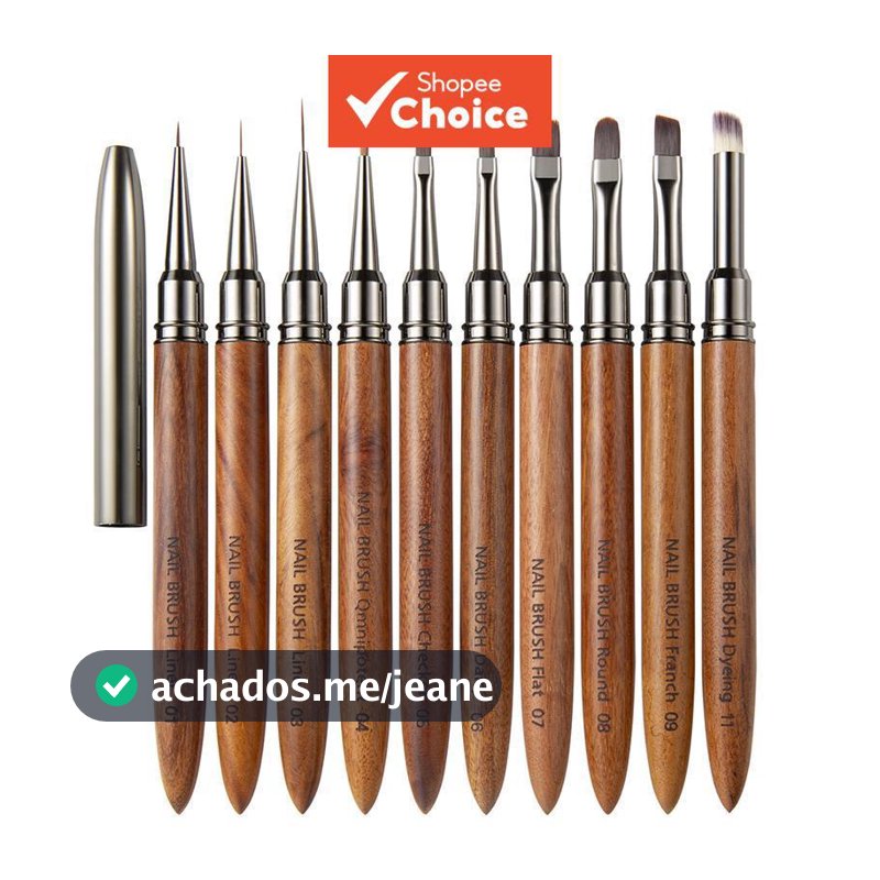 Conjunto de Pincéis de Arte em Unhas de Sândalo – 10 peças para Desenhos, Linhas, Flores