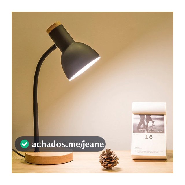 Luminária de Mesa desk  LED Bivolt Base de Madeira - Branca ou Preta