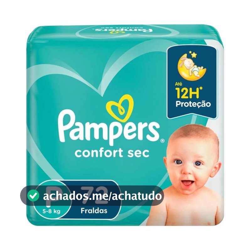 Fralda Infantil Pampers Confort Sec P 72 Unidades