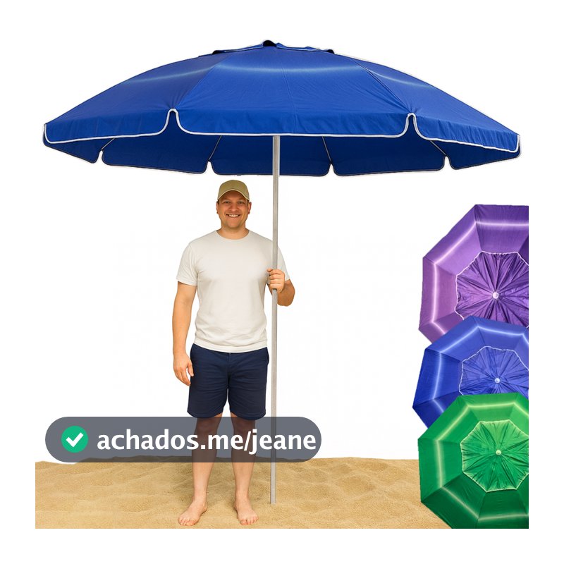 Guarda Sol Gigante 2,40m Uv Praia Piscina Respirável Verão Camping Incliável Reforçado Família Churrasco